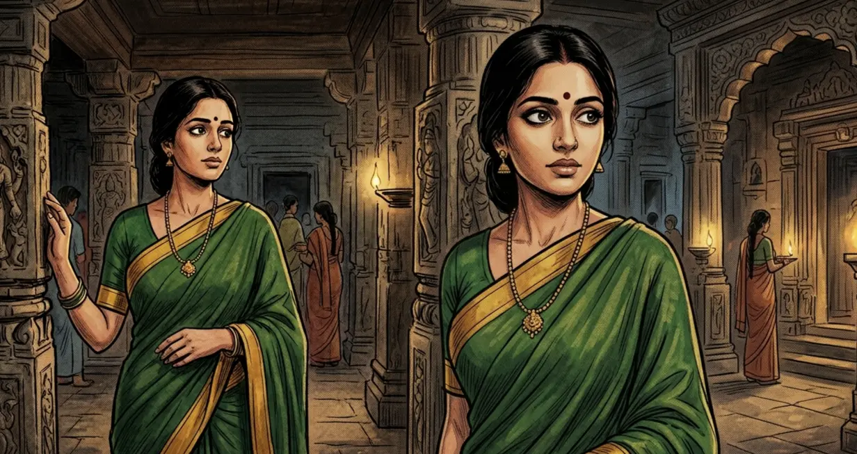 Temple lo aunty ni chusina scene illustration
